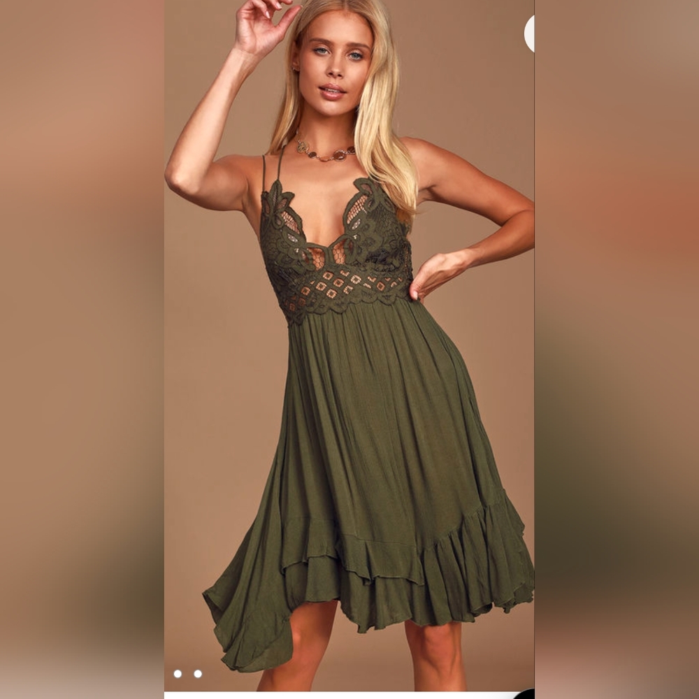 Free People Adella Slip Olive Green